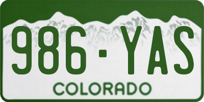 CO license plate 986YAS
