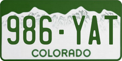 CO license plate 986YAT