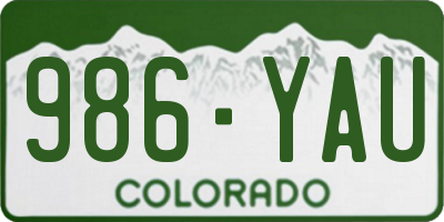 CO license plate 986YAU