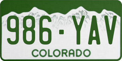CO license plate 986YAV