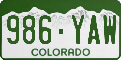 CO license plate 986YAW