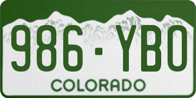 CO license plate 986YBO