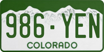 CO license plate 986YEN
