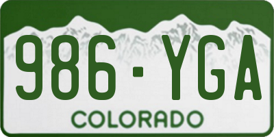 CO license plate 986YGA