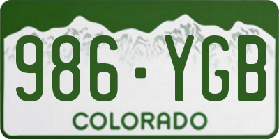 CO license plate 986YGB