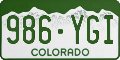 CO license plate 986YGI