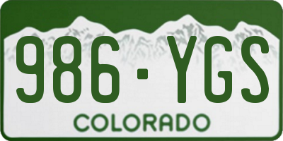 CO license plate 986YGS