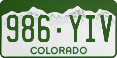 CO license plate 986YIV