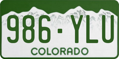 CO license plate 986YLU