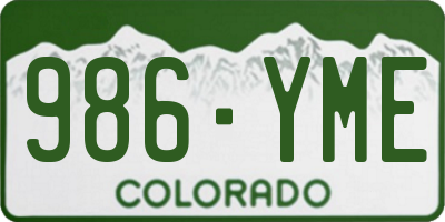 CO license plate 986YME