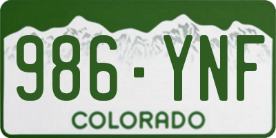 CO license plate 986YNF