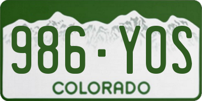 CO license plate 986YOS