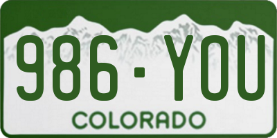 CO license plate 986YOU