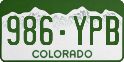 CO license plate 986YPB