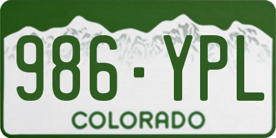 CO license plate 986YPL