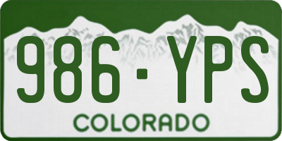 CO license plate 986YPS