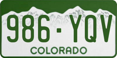 CO license plate 986YQV