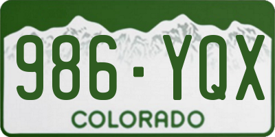CO license plate 986YQX