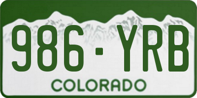CO license plate 986YRB