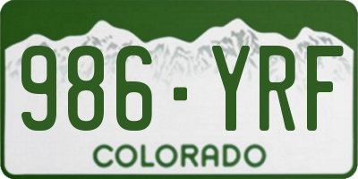 CO license plate 986YRF