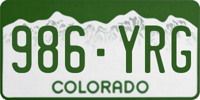 CO license plate 986YRG