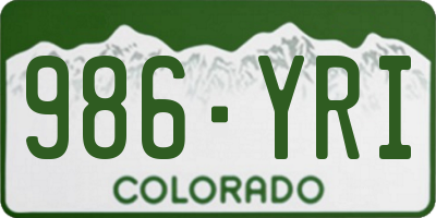 CO license plate 986YRI