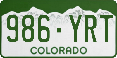 CO license plate 986YRT