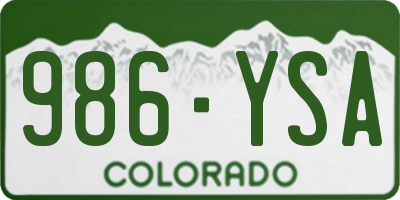 CO license plate 986YSA