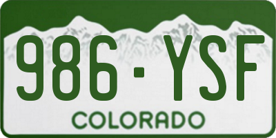 CO license plate 986YSF