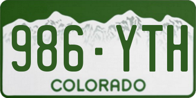 CO license plate 986YTH