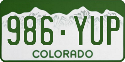 CO license plate 986YUP