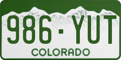 CO license plate 986YUT