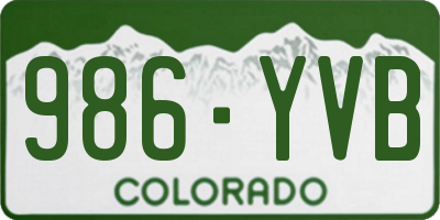 CO license plate 986YVB
