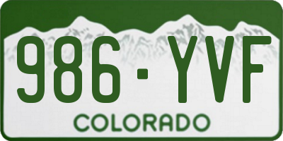 CO license plate 986YVF