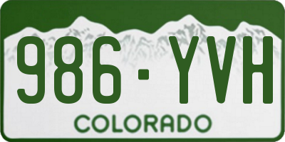 CO license plate 986YVH