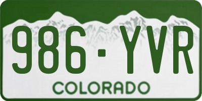 CO license plate 986YVR