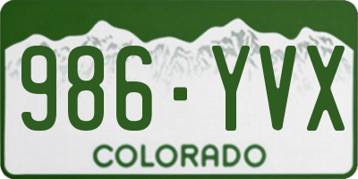 CO license plate 986YVX