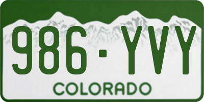 CO license plate 986YVY