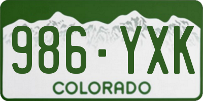 CO license plate 986YXK