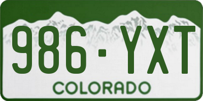 CO license plate 986YXT