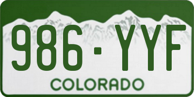 CO license plate 986YYF