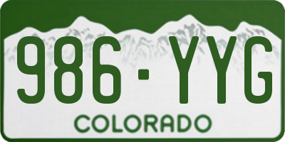 CO license plate 986YYG