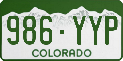 CO license plate 986YYP