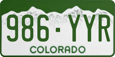 CO license plate 986YYR