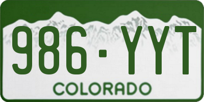 CO license plate 986YYT