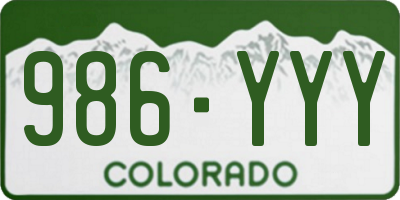 CO license plate 986YYY