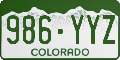 CO license plate 986YYZ