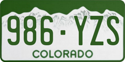 CO license plate 986YZS