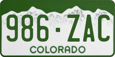 CO license plate 986ZAC
