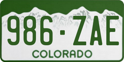 CO license plate 986ZAE